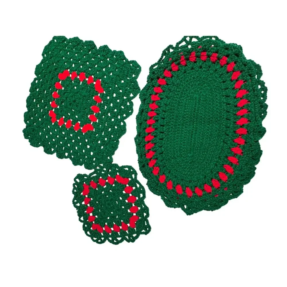Handmade Christmas Holiday Crocheted Doilies Placemats